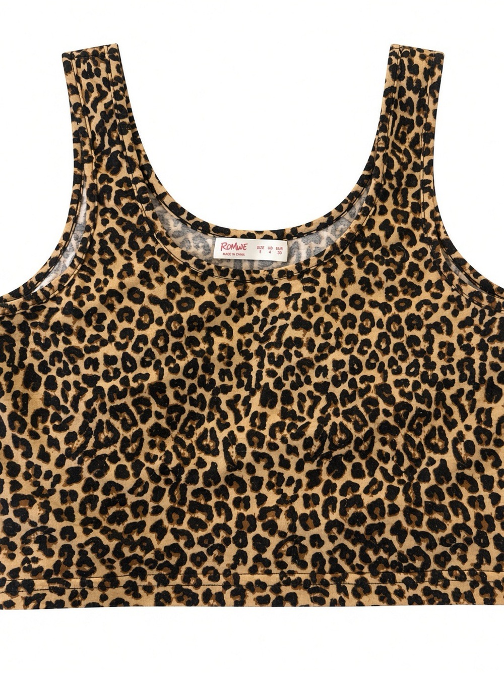 ROMWE Leopard Print Cropped Tank in Tan and Black
